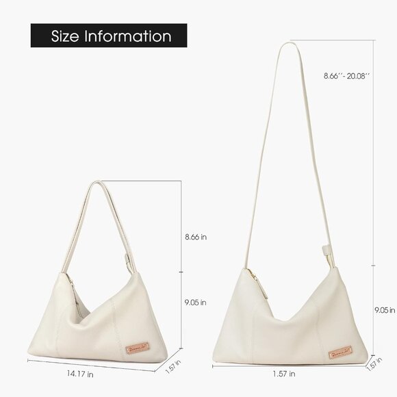 Premium Full Grain Leather Dumpling Bag Women Crossbody Shoulder Handbag Off-whi - Picture 3 of 8